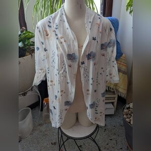 Never Worn Pretty Spring Open Front 3/4 Length Slvs Sz 14 Feels Like Cotton Knit